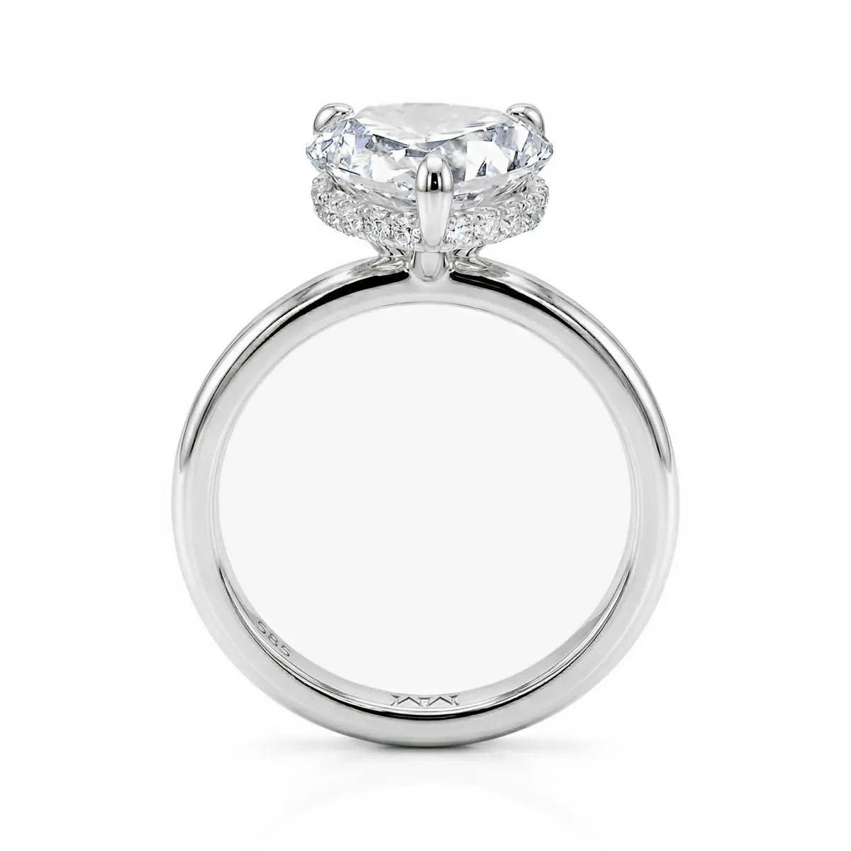 Amorelle - Heart Cut Moissanite Engagement Ring with Hidden Halo