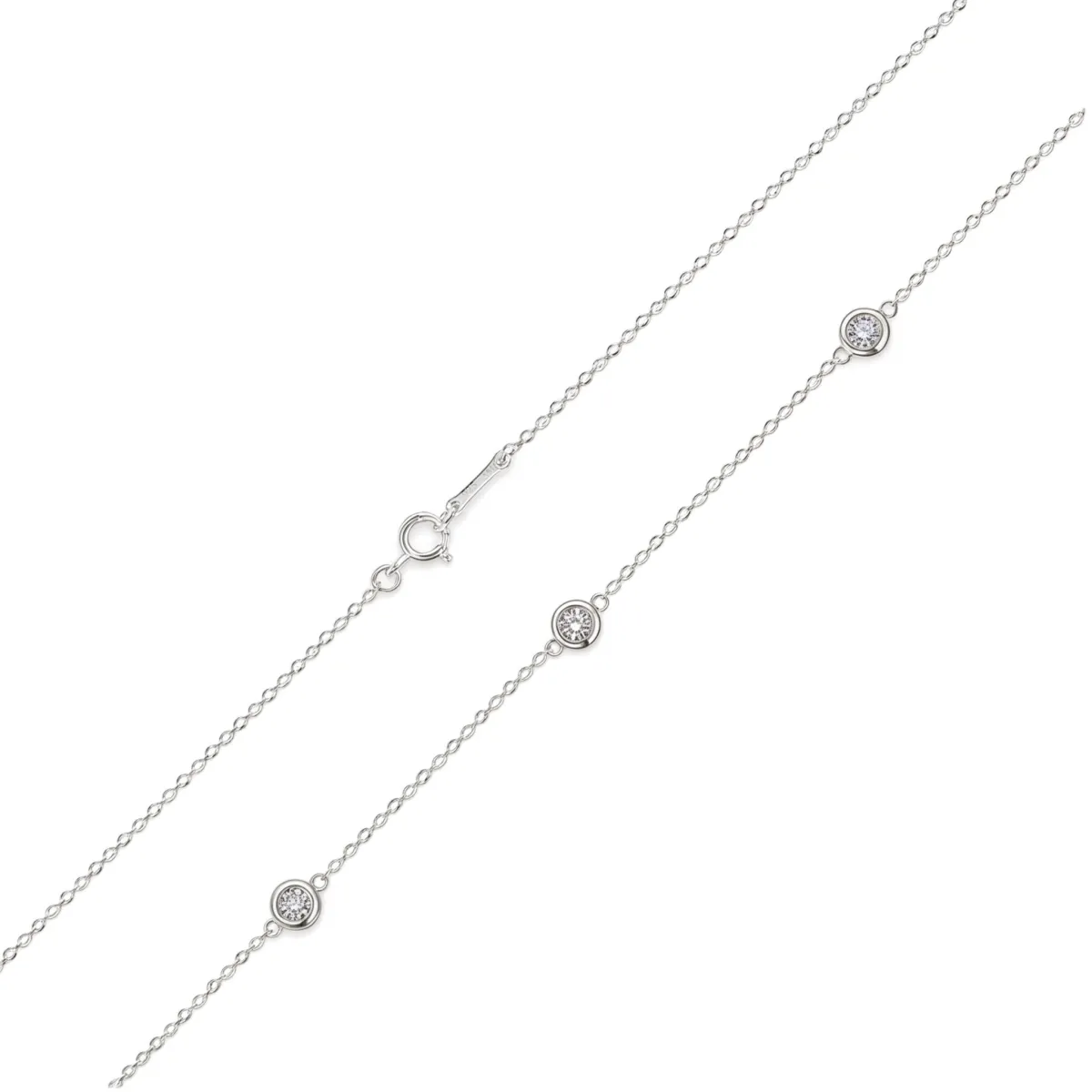Circa - Bezel Set Moissanite Necklace with Adjustable Links