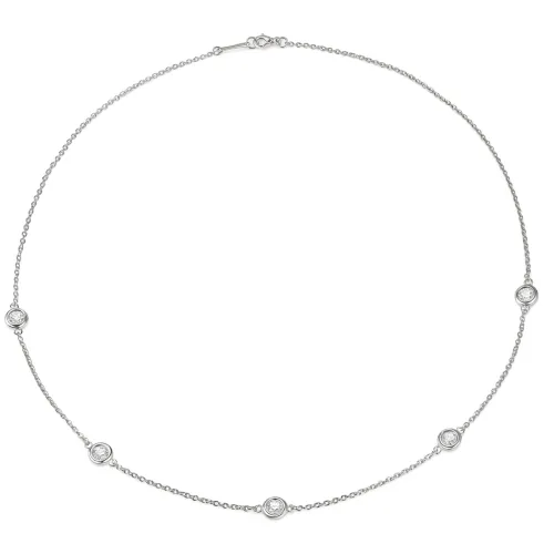 Circa - Bezel Set Moissanite Necklace with Adjustable Links
