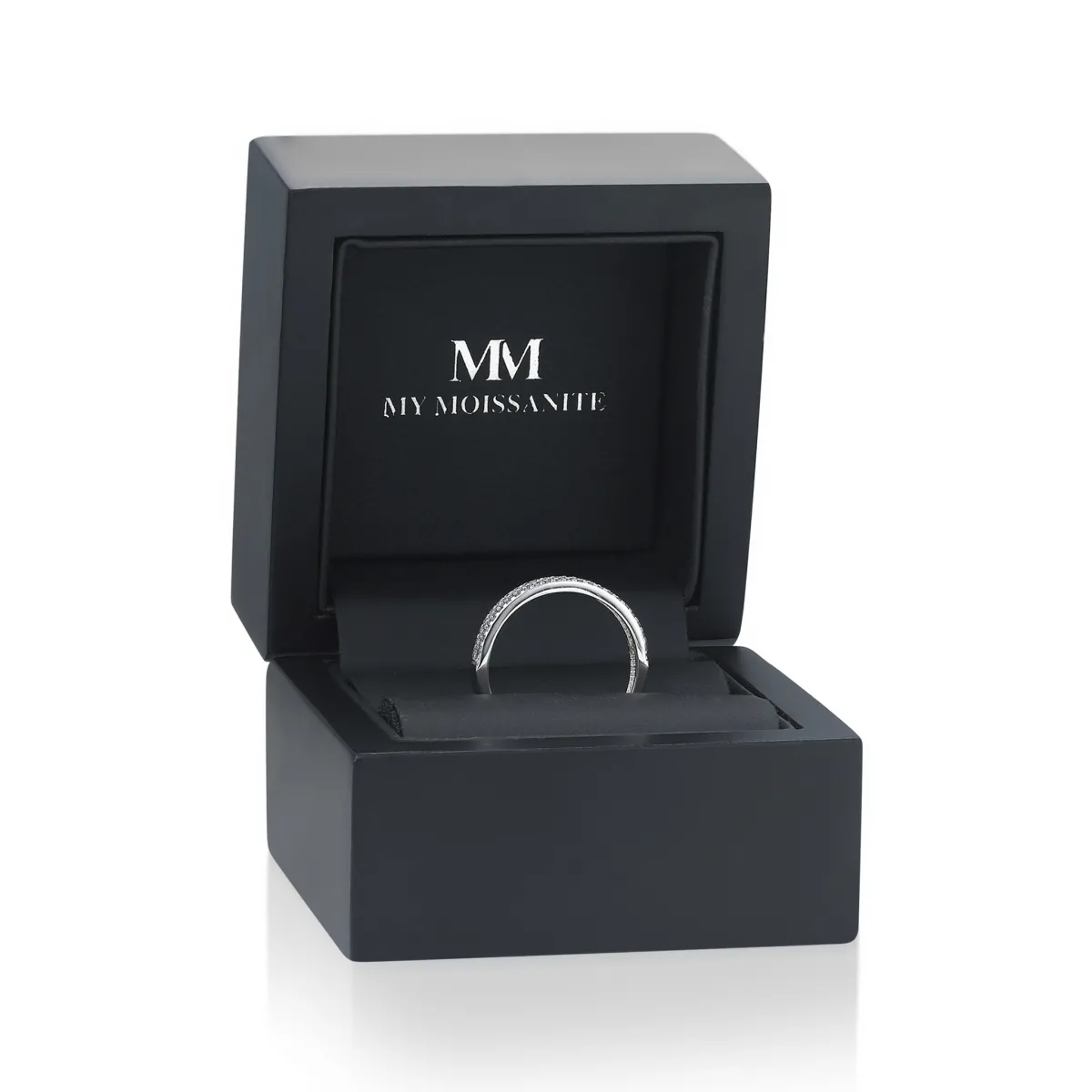 Glissade - Moissanite Ring with Pavé Setting and Tapered Band