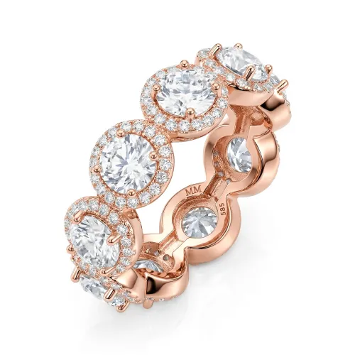 Allegra - Moissanite Eternity Ring with Halo and Accent Stones