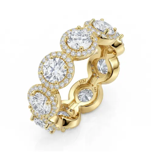 Allegra - Moissanite Eternity Ring with Halo and Accent Stones