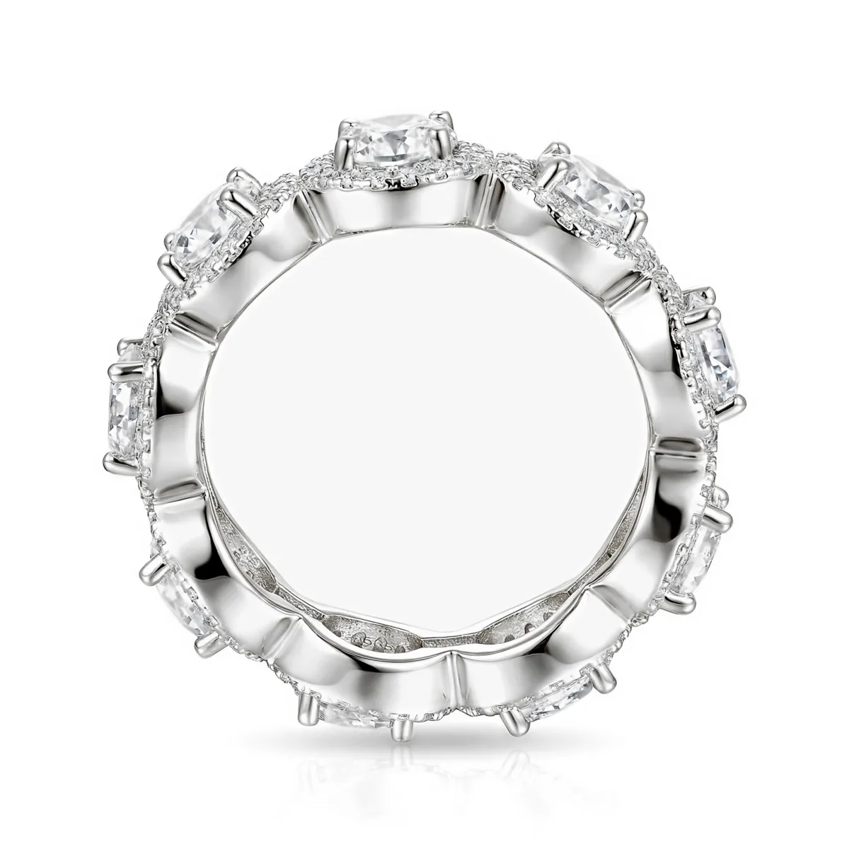 Allegra - Moissanite Eternity Ring with Halo and Accent Stones