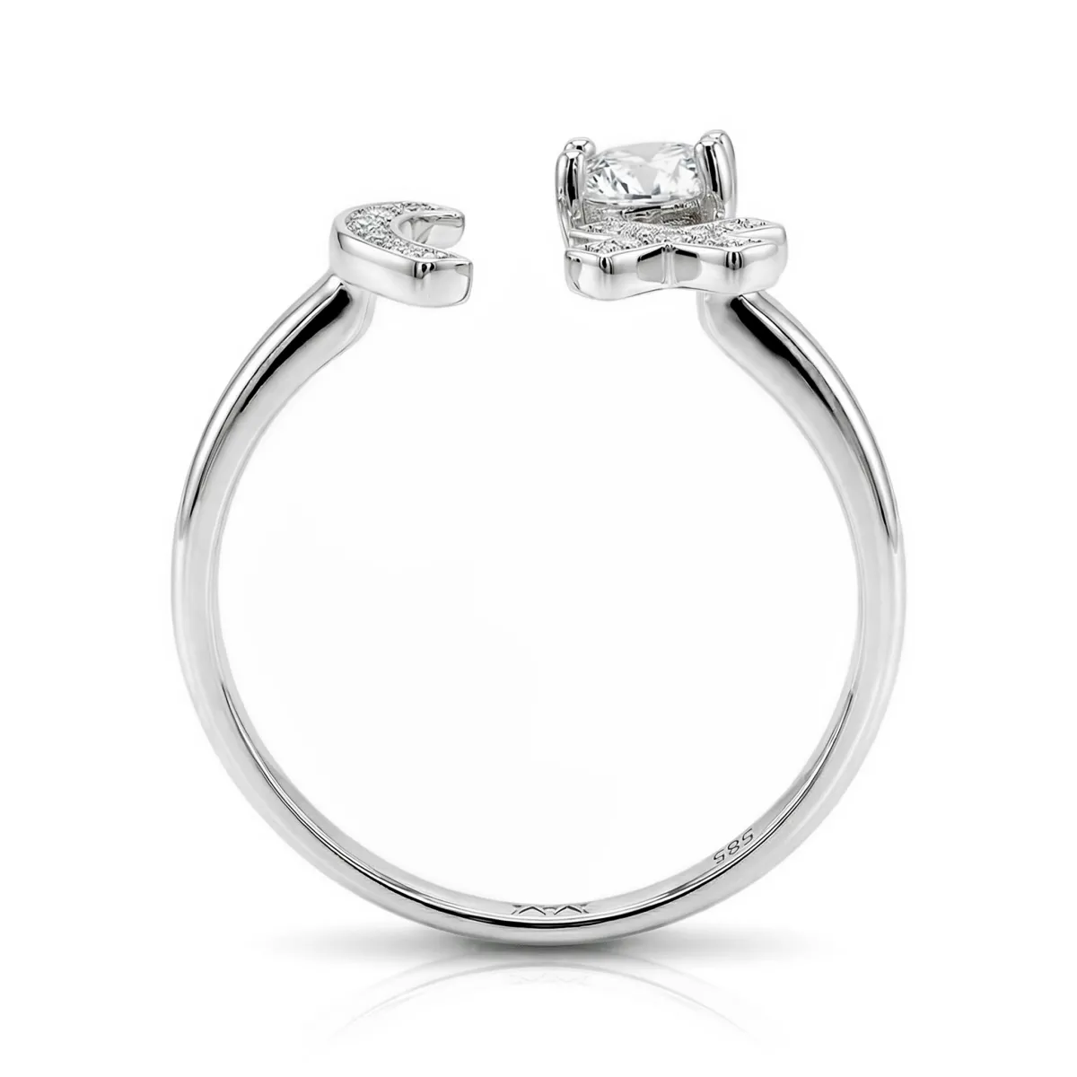 Lexis - Moissanite Ring With Cross And Crescent Pavé Design