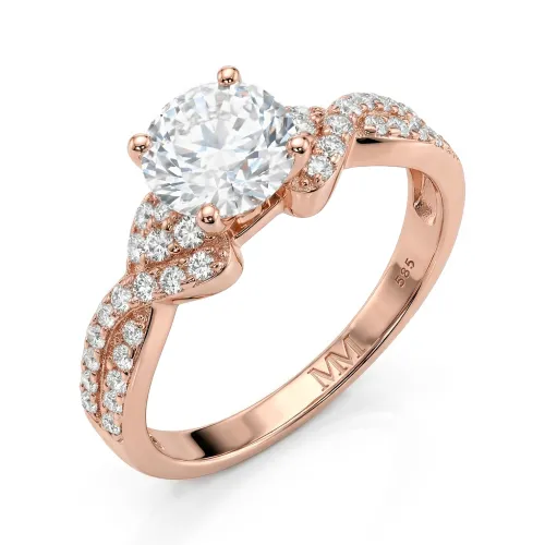 Mirari - Moissanite Engagement Ring With Twisted Split Shank and Pavé Set Accents
