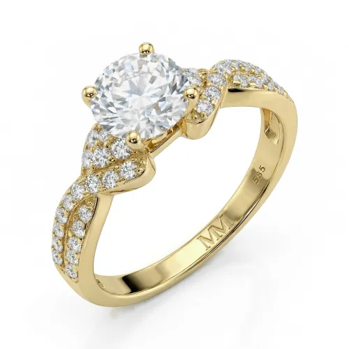 Mirari - Moissanite Engagement Ring With Twisted Split Shank and Pavé Set Accents