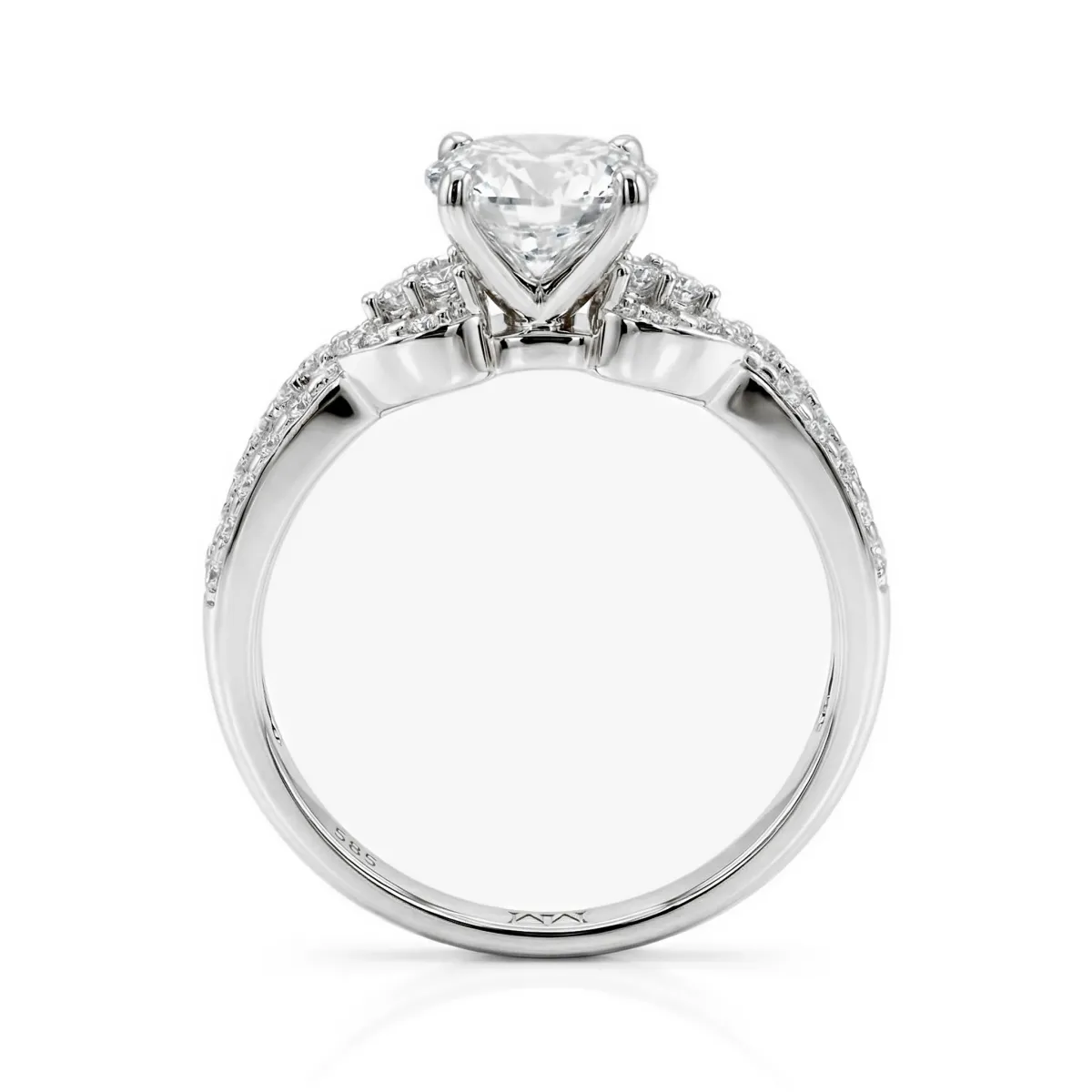 Mirari - Moissanite Engagement Ring With Twisted Split Shank and Pavé Set Accents