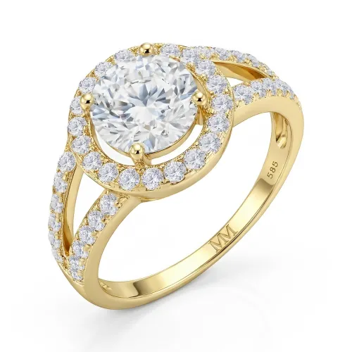 Regalyn - Moissanite Engagement Ring With Halo and Split Shank Design