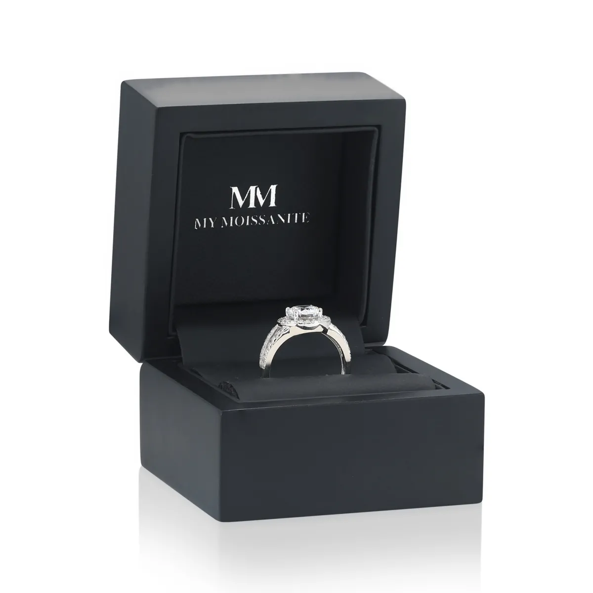 Regalyn - Moissanite Engagement Ring With Halo and Split Shank Design