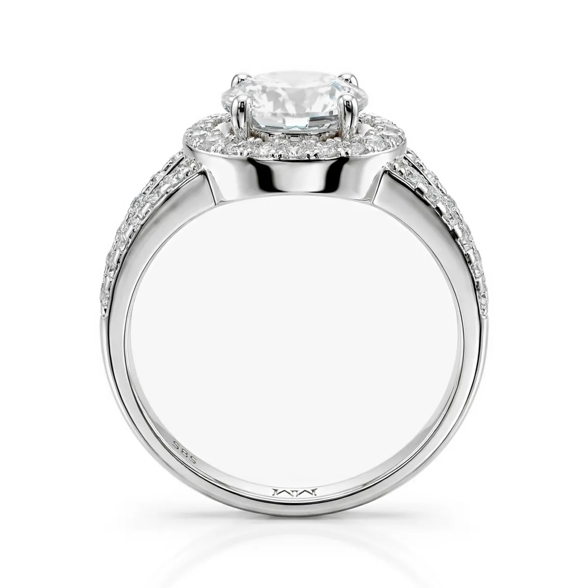 Regalyn - Moissanite Engagement Ring With Halo and Split Shank Design