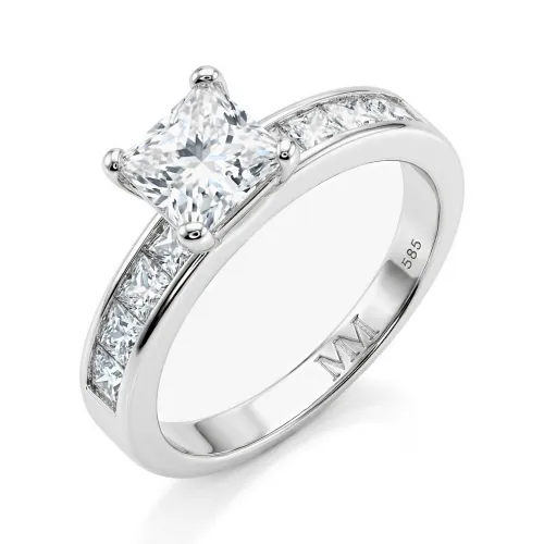 Clarity - Princess Cut Moissanite Engagement Ring with Channel-Set Side Stones