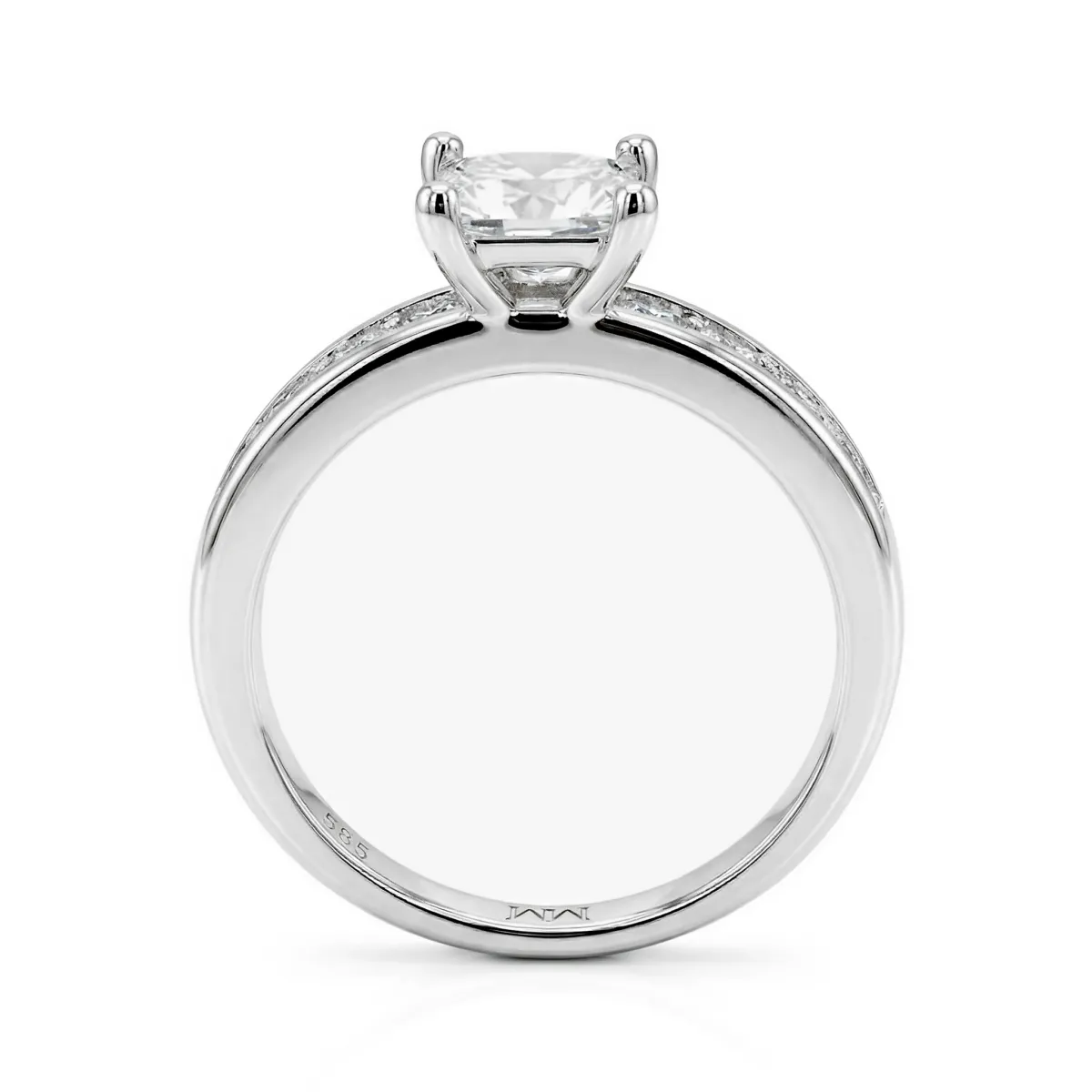 Clarity - Princess Cut Moissanite Engagement Ring with Channel-Set Side Stones