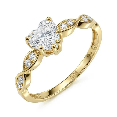 Affection - Heart Cut Moissanite Engagement Ring with Twisted Band