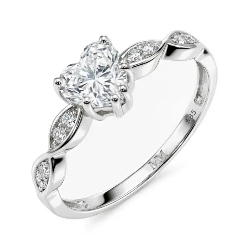 Affection - Heart Cut Moissanite Engagement Ring with Twisted Band