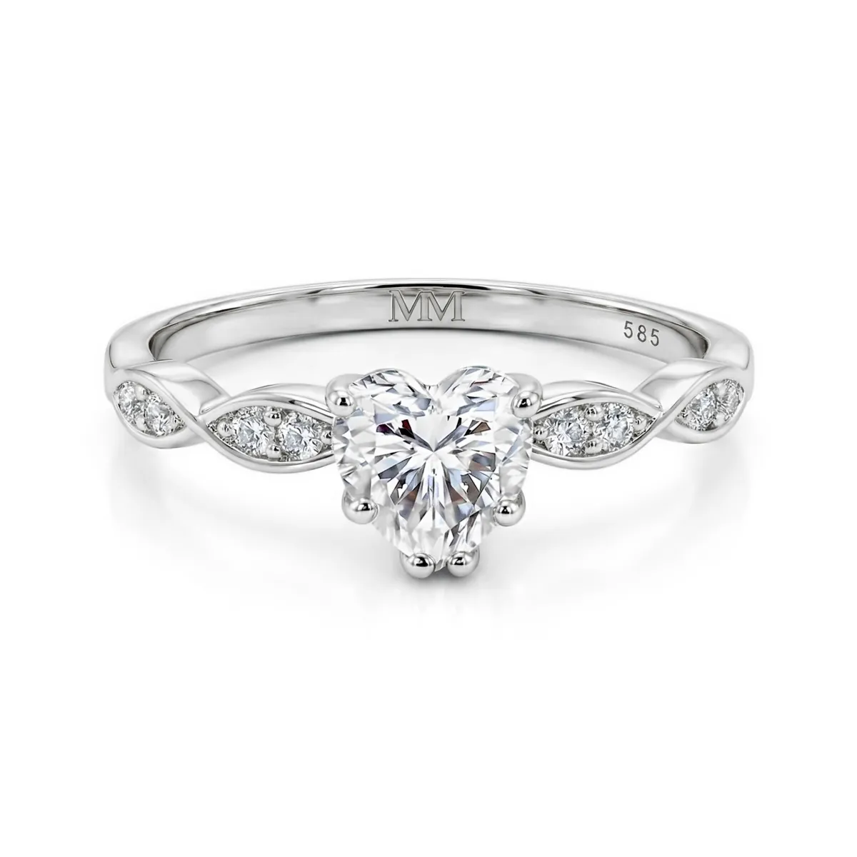 Affection - Heart Cut Moissanite Engagement Ring with Twisted Band