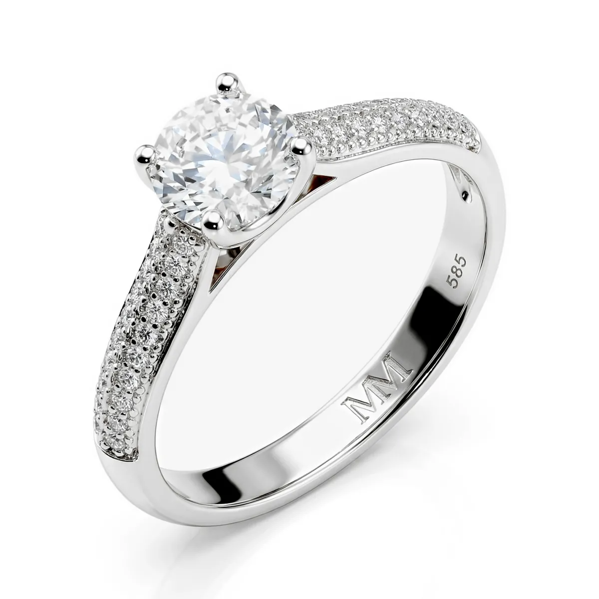 Venette - Moissanite Engagement Ring With Pavé Side Stones