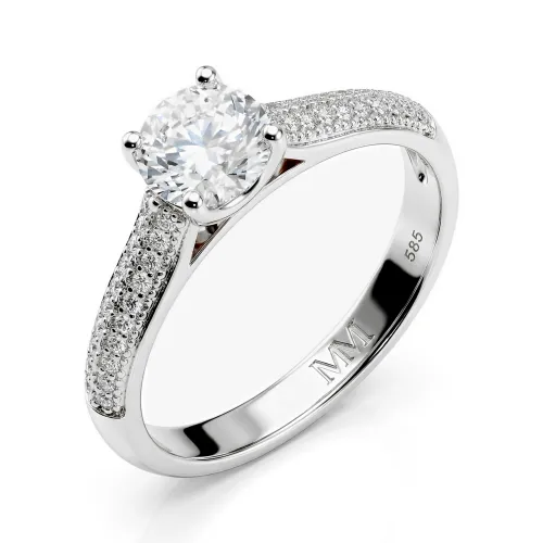 Venette - Moissanite Engagement Ring With Pavé Side Stones