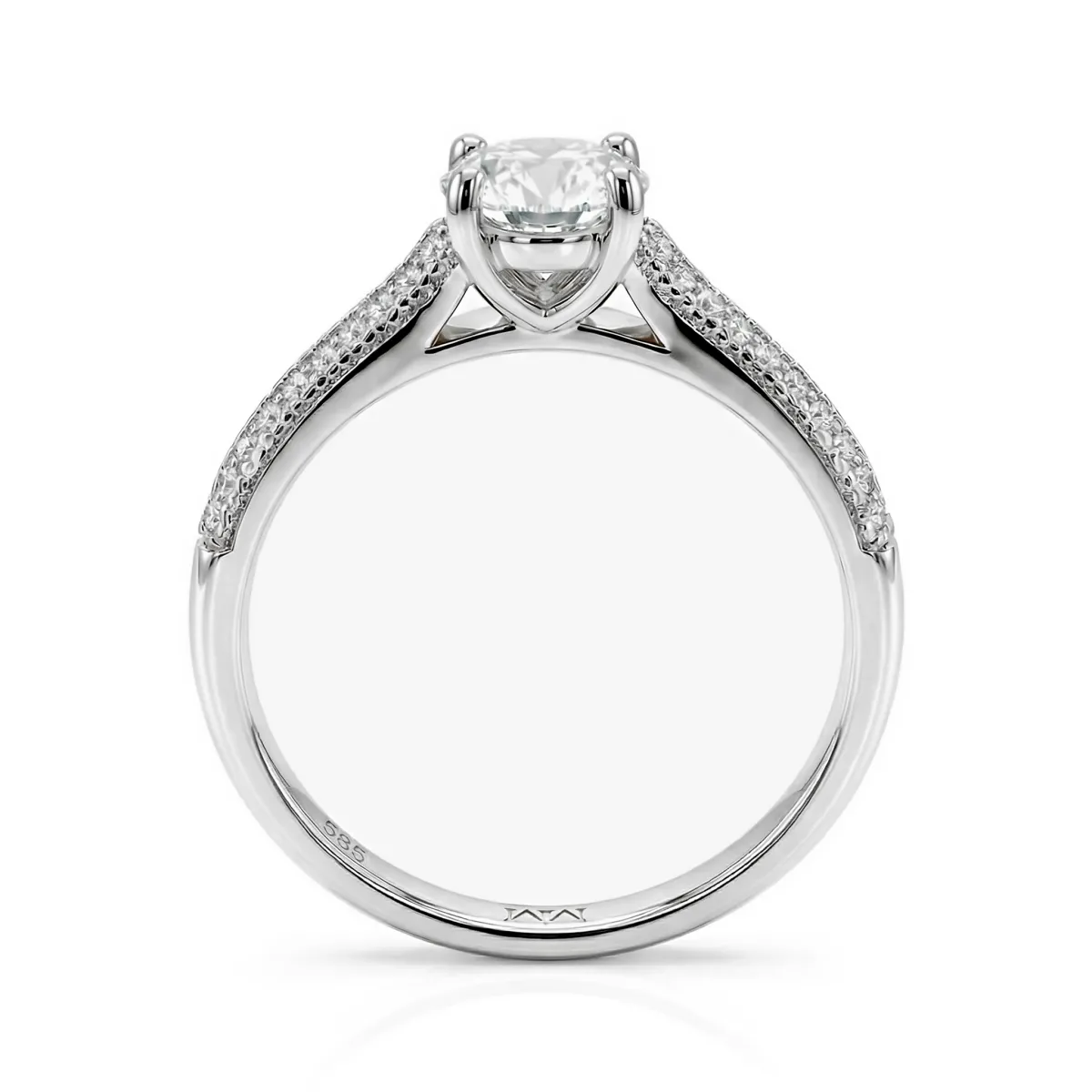 Venette - Moissanite Engagement Ring With Pavé Side Stones