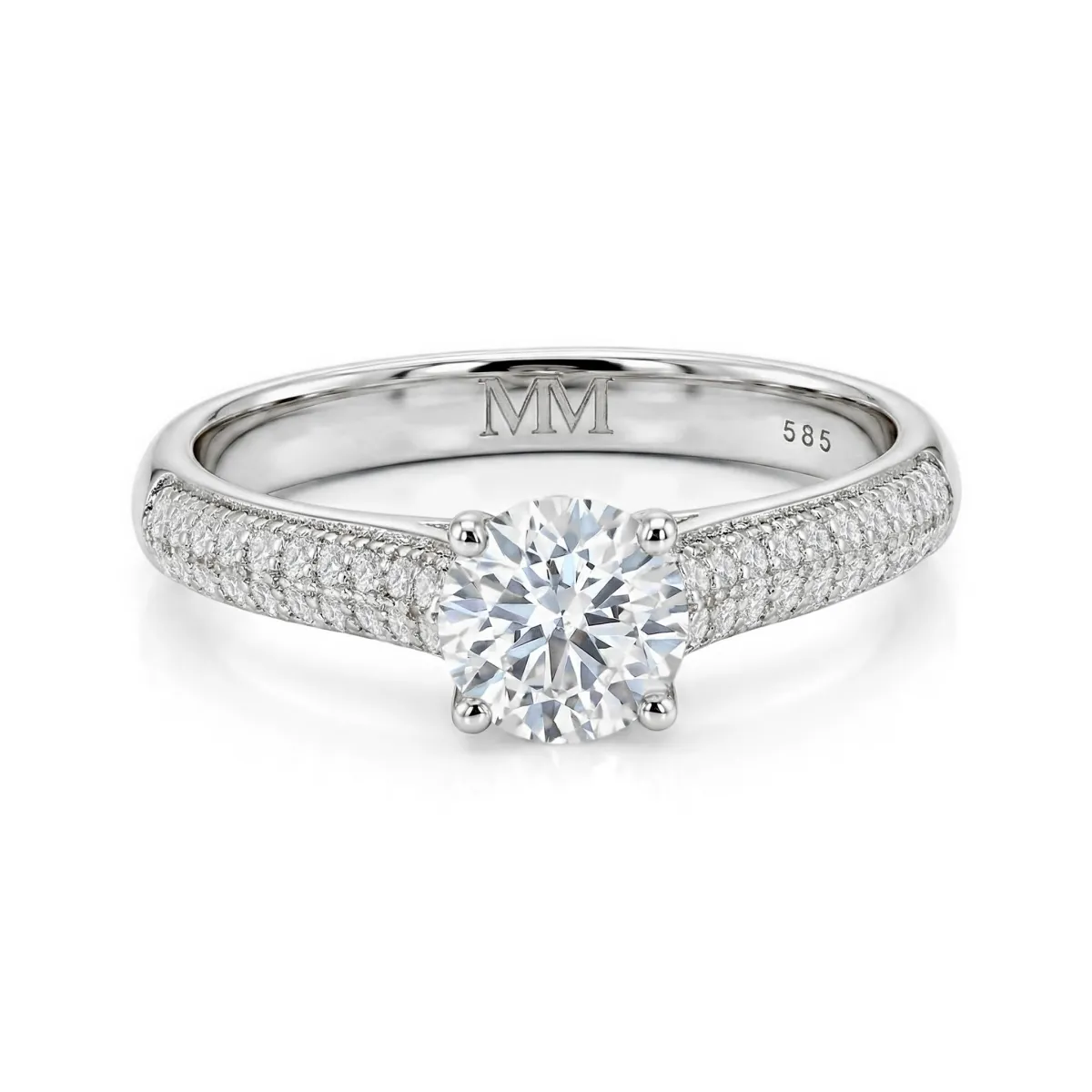 Venette - Moissanite Engagement Ring With Pavé Side Stones