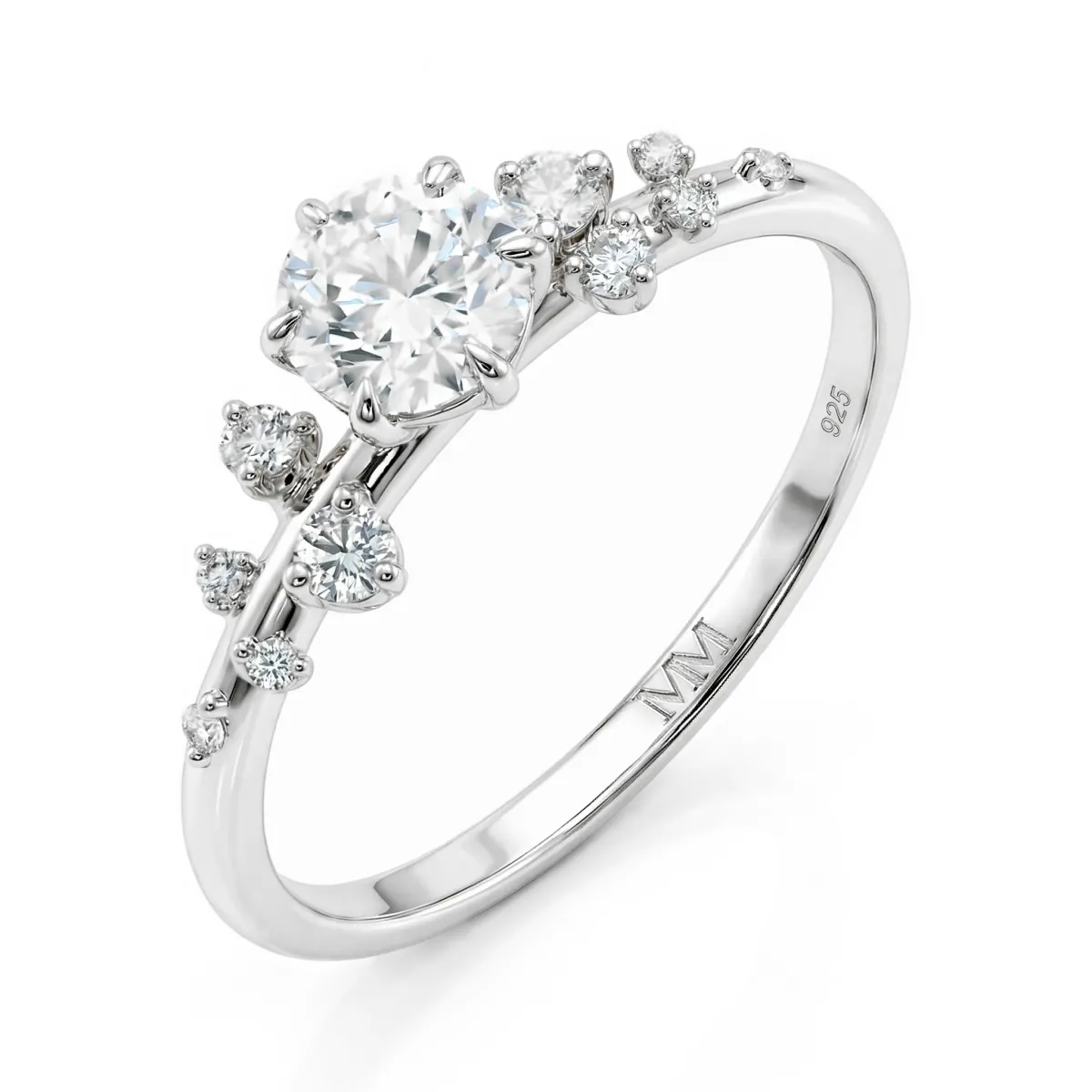  Aurora - Moissanite Ring With Minimalistic Side Stones