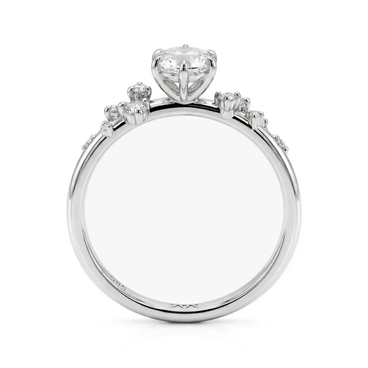  Aurora - Moissanite Ring With Minimalistic Side Stones