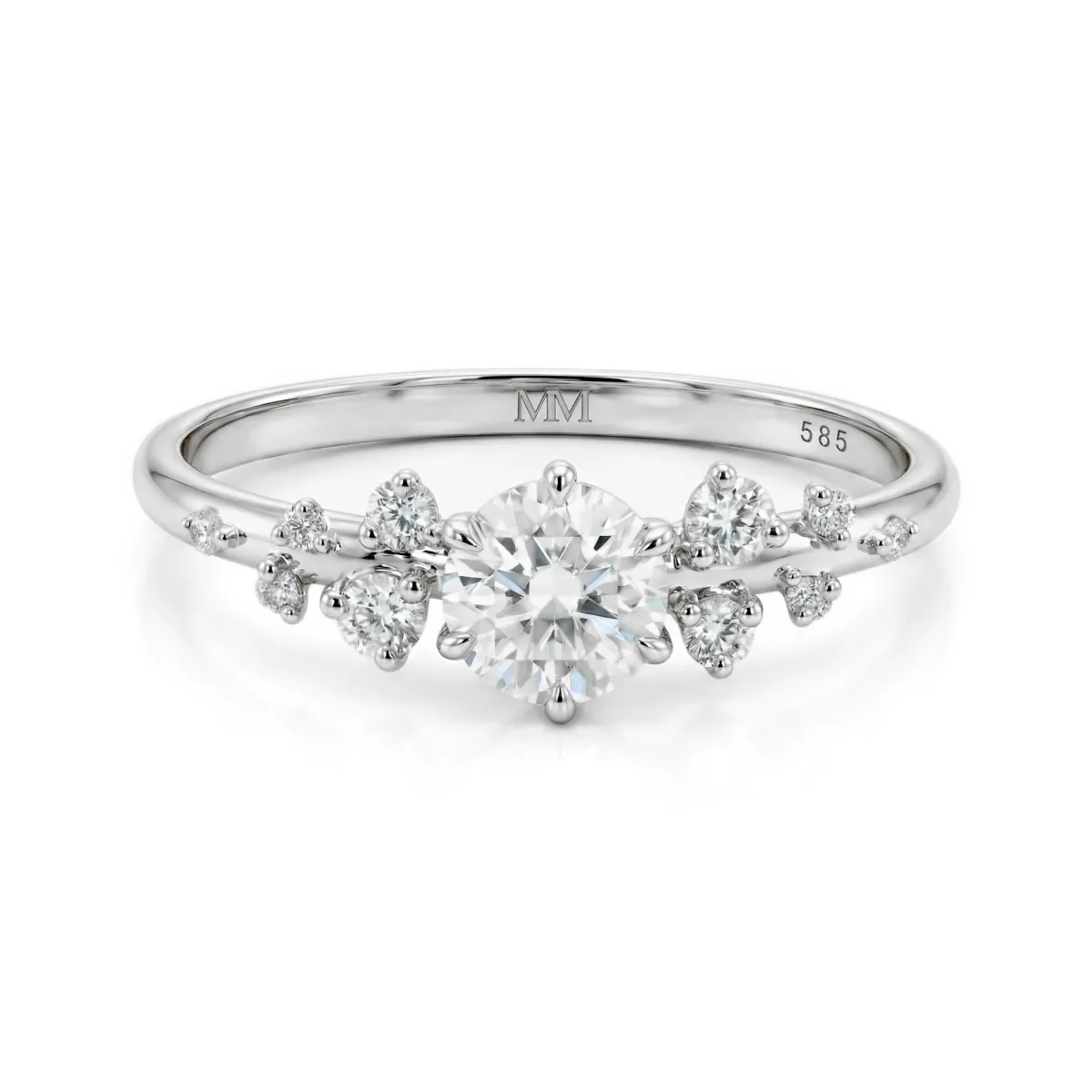  Aurora - Moissanite Ring With Minimalistic Side Stones