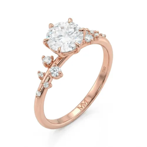 Aurora - Moissanite Ring with Minimalistic Side Stones