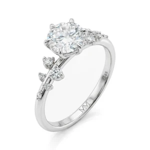 Aurora - Moissanite Ring with Minimalistic Side Stones