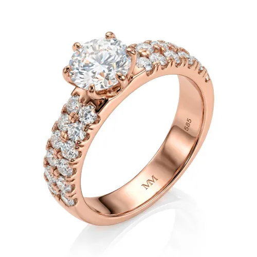Serena - Moissanite Ring with Double Pavé Side Stones