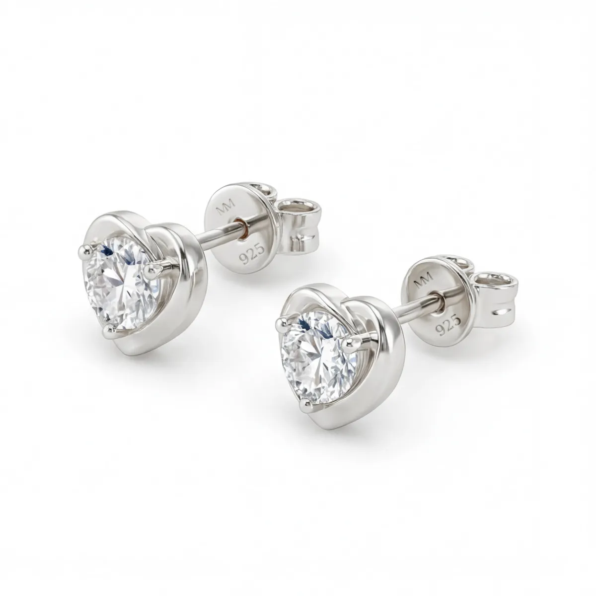 Luster - Moissanite Heart Stud Earrings