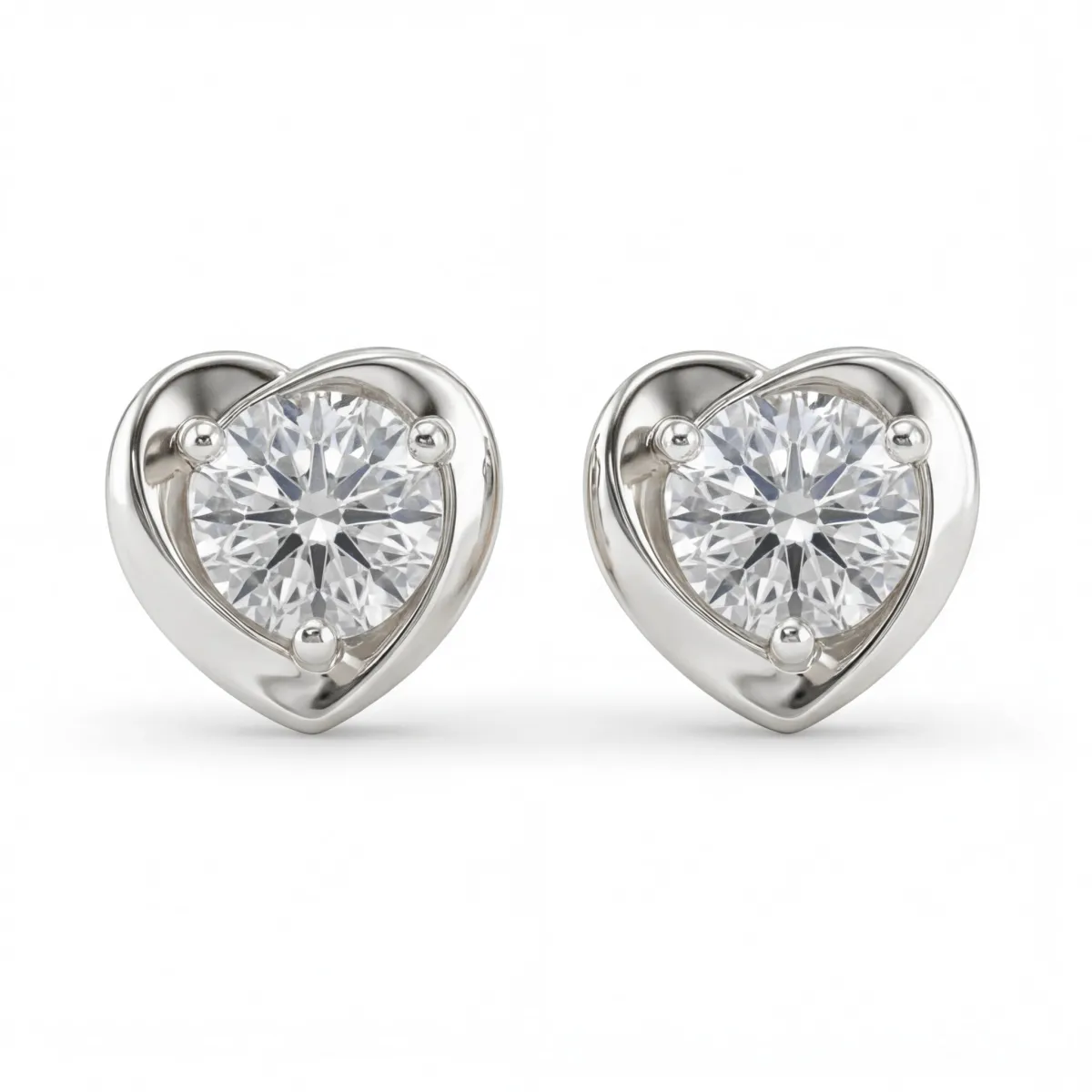 Luster - Moissanite Heart Stud Earrings