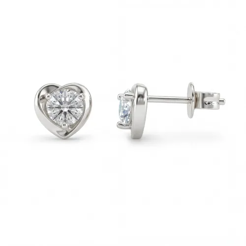 Luster – Moissanite Heart Stud Earrings