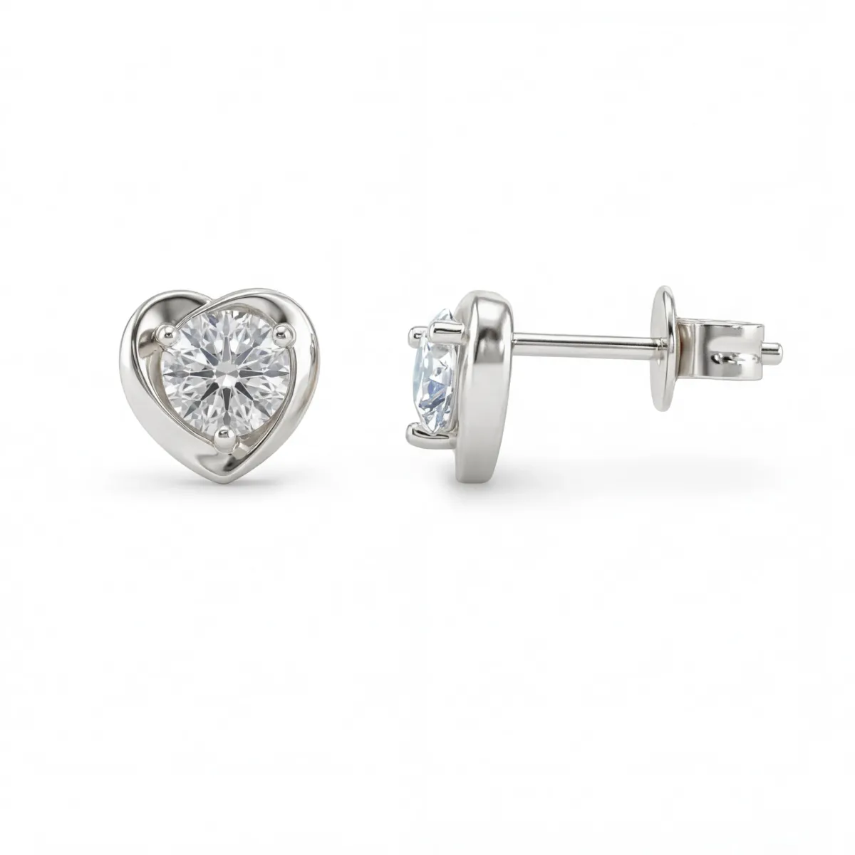 Luster - Moissanite Heart Stud Earrings