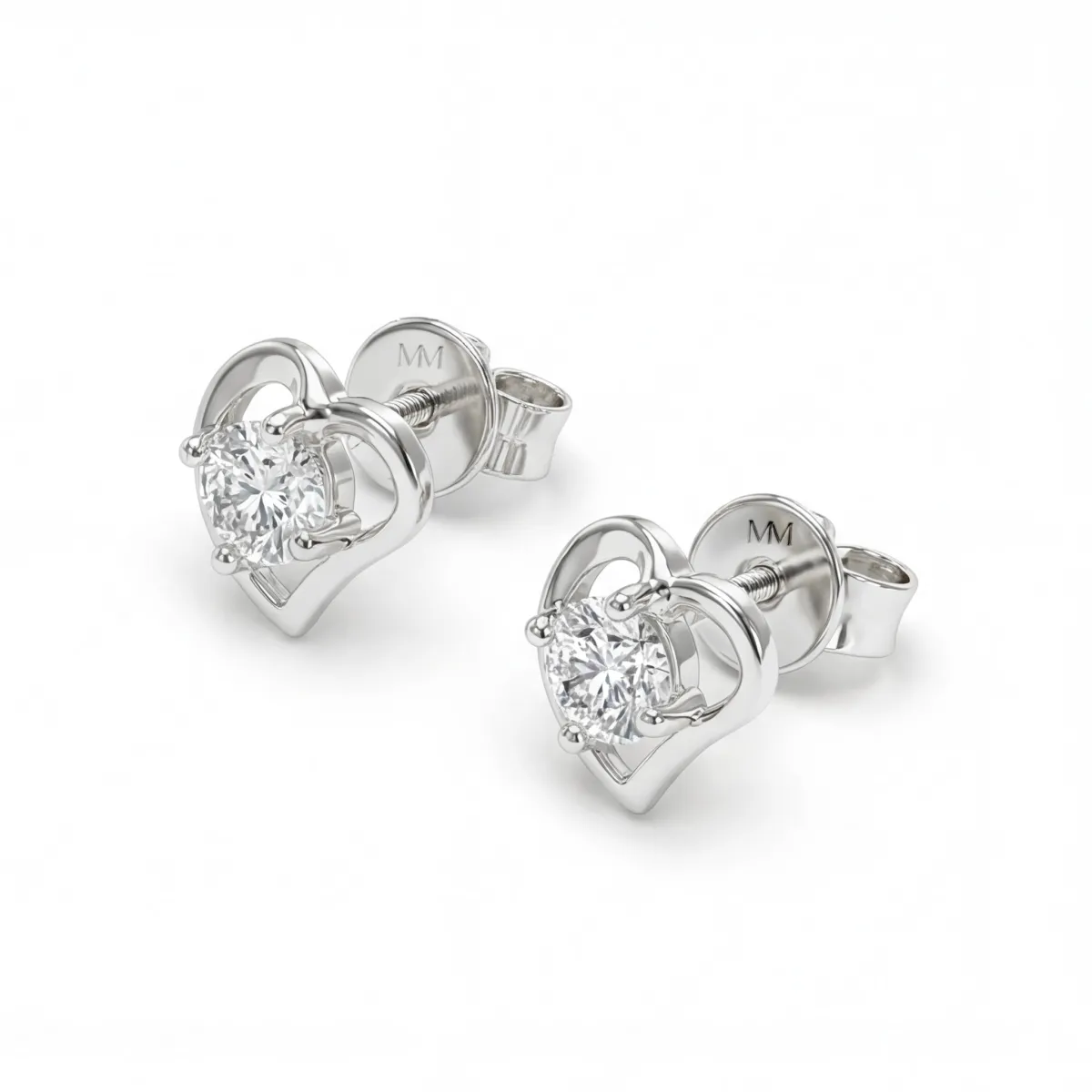 Etheria - Moissanite Heart Stud Earrings
