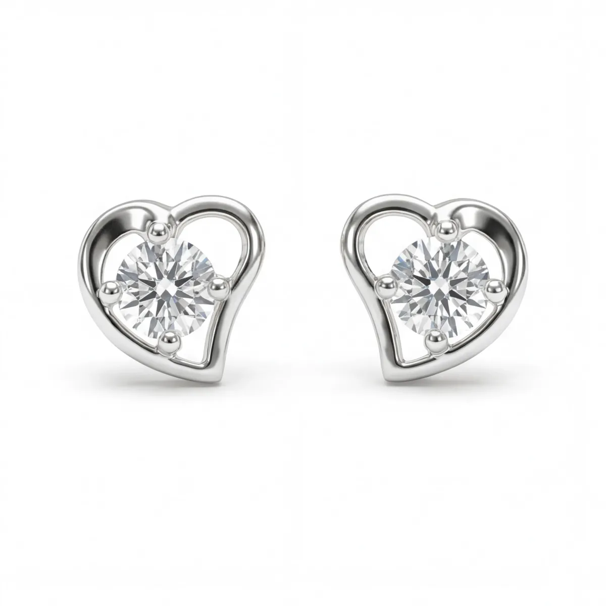 Etheria - Moissanite Heart Stud Earrings