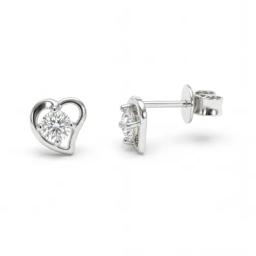 Etheria - Moissanite Heart Stud Earrings