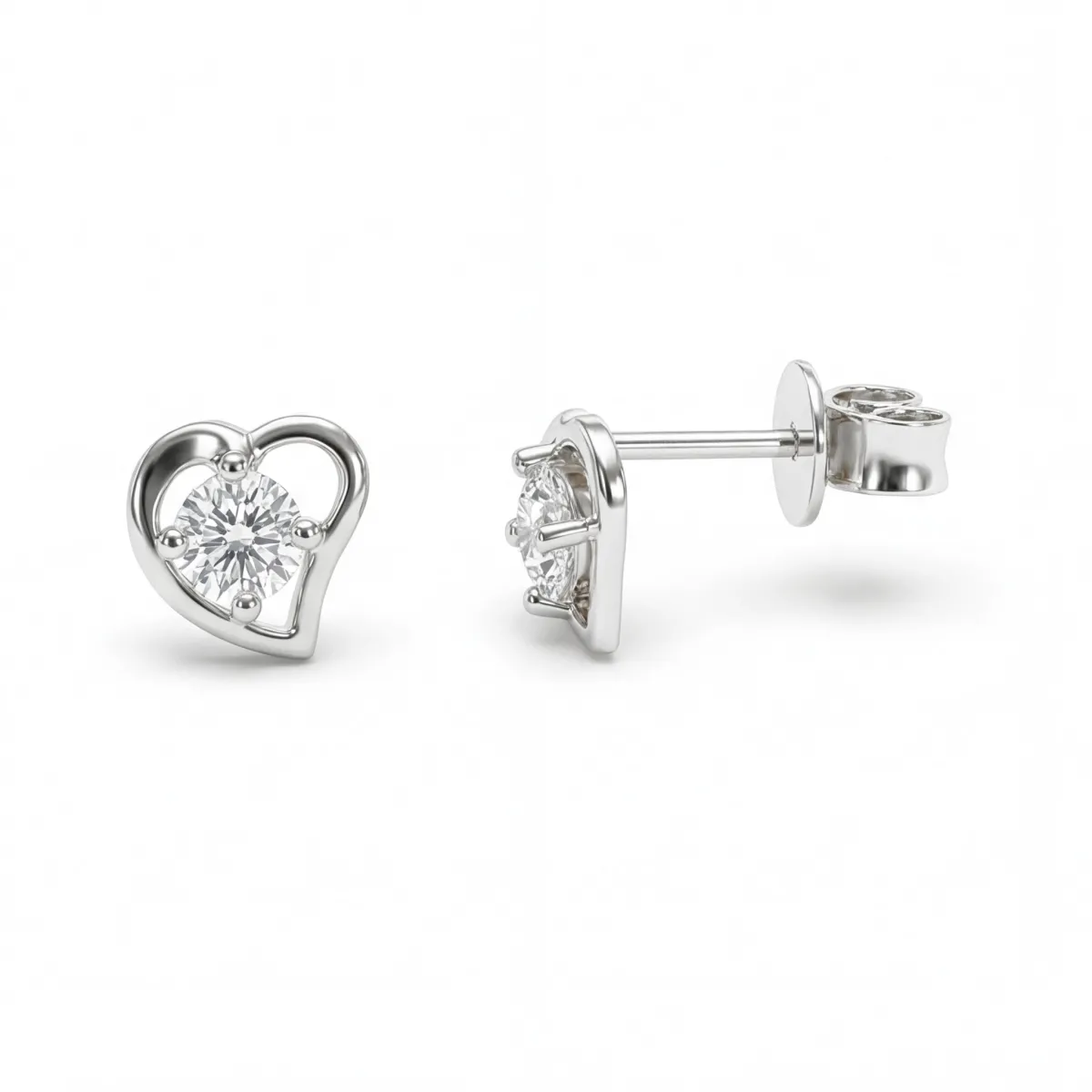 Etheria - Moissanite Heart Stud Earrings