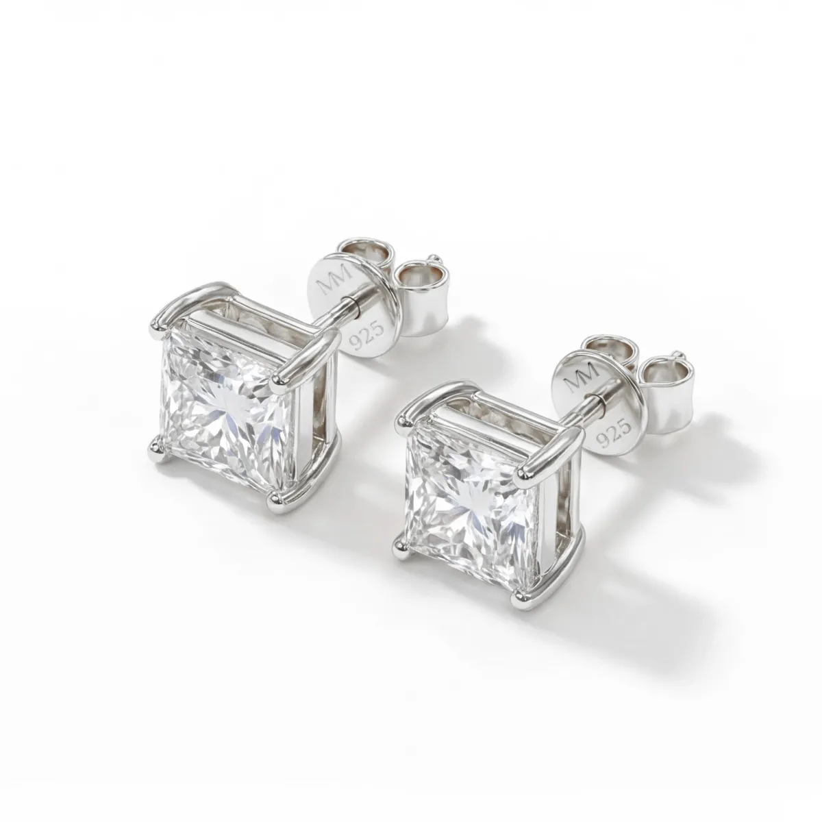 Orion – Princess Moissanite Stud Earrings
