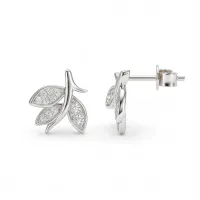Pavé Leaves - Moissanite Stud Earrings
