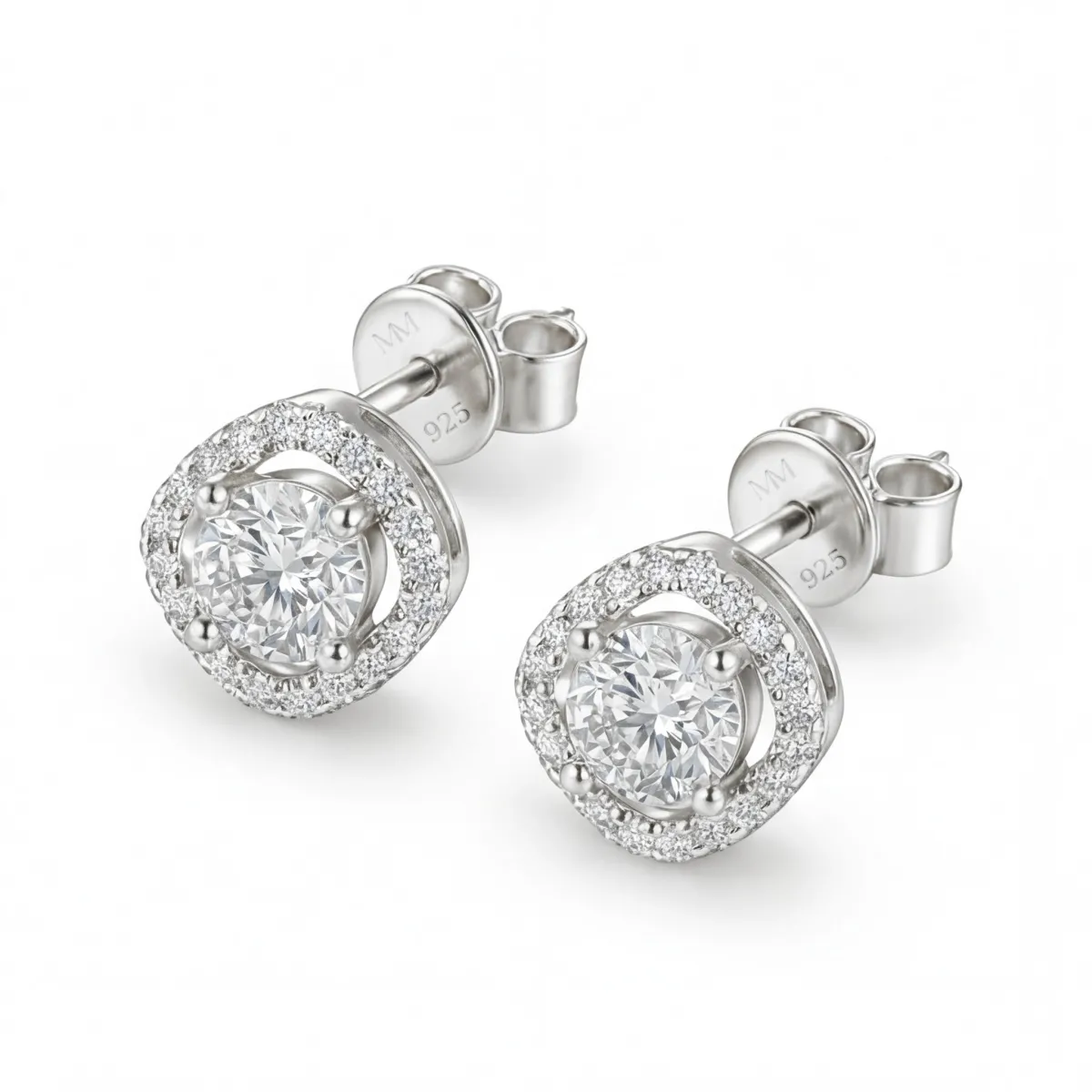 Spaced Halo - Halo Moissanite Stud Earrings