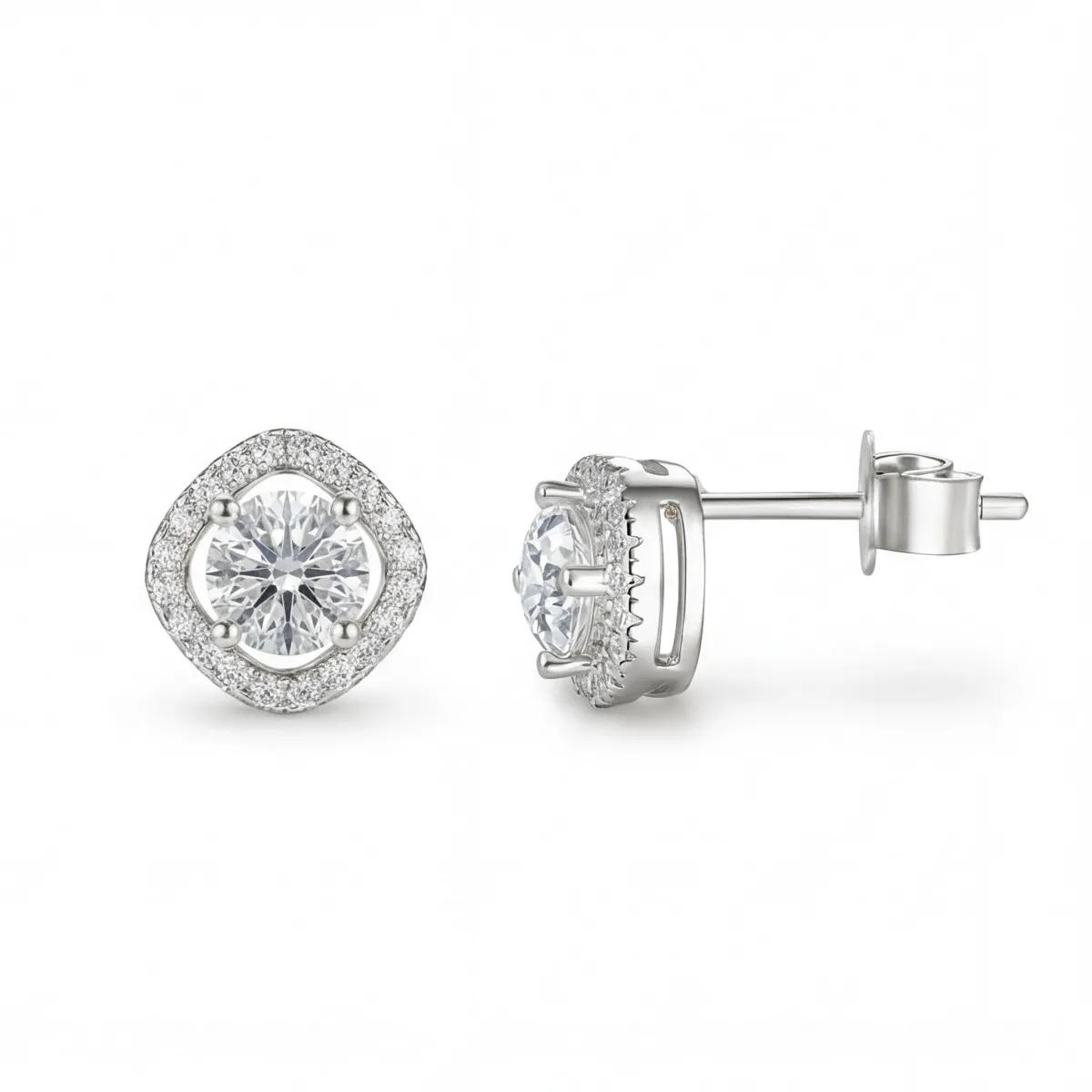 Spaced Halo - Halo Moissanite Stud Earrings