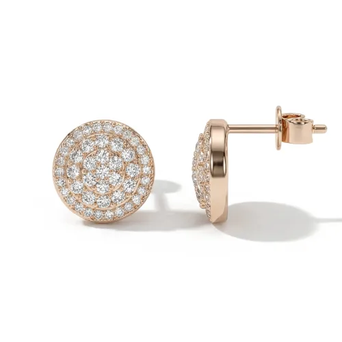 Round Clusters - Moissanite Stud Earrings in Pavé Setting