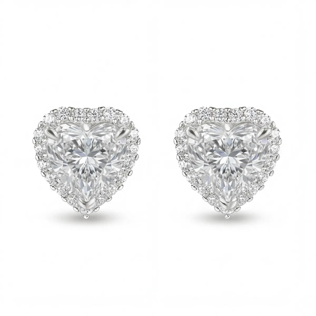 Belleza - Heart Moissanite Earrings in Halo Setting