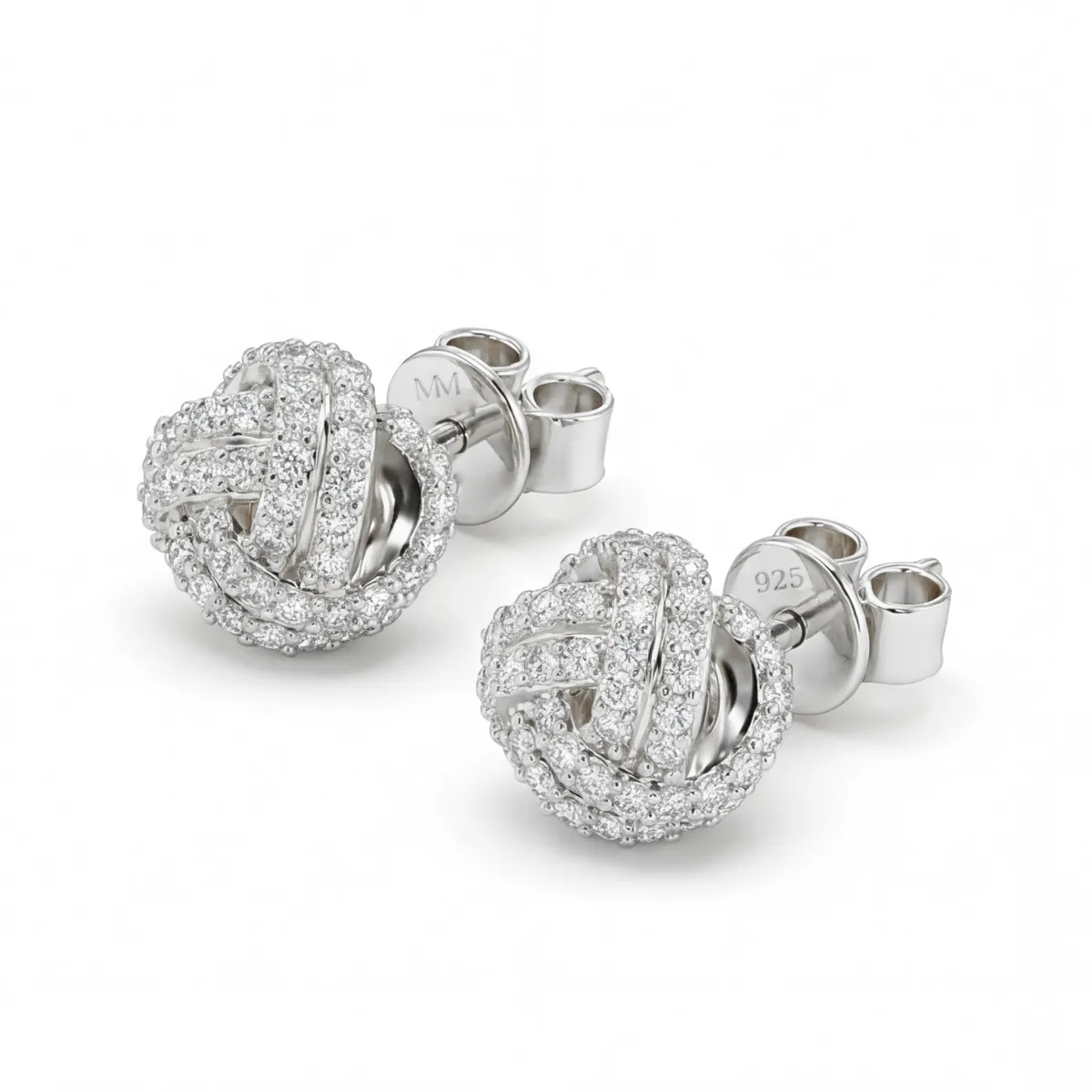 Cluster Spheres - Moissanite Stud Earrings in Pavé Setting