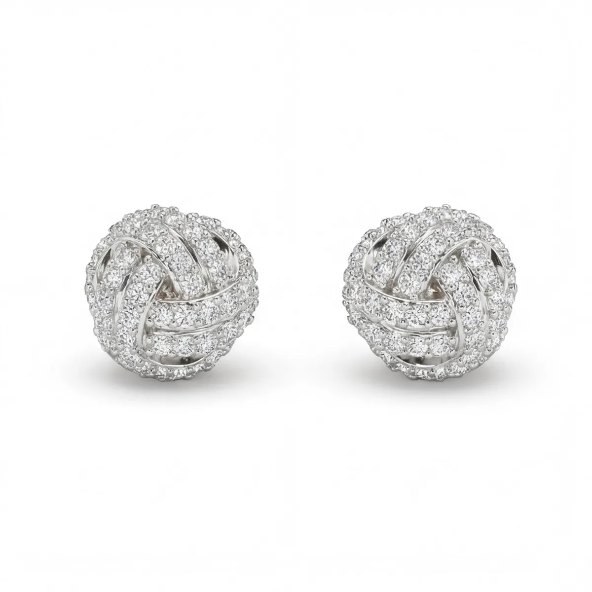 Cluster Spheres - Moissanite Stud Earrings in Pavé Setting
