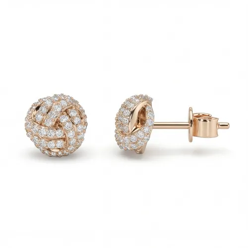Cluster Spheres - Moissanite Stud Earrings in Pavé Setting