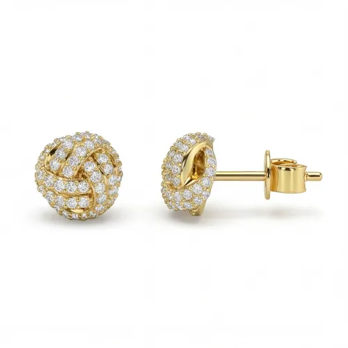 Cluster Spheres - Moissanite Stud Earrings in Pavé Setting