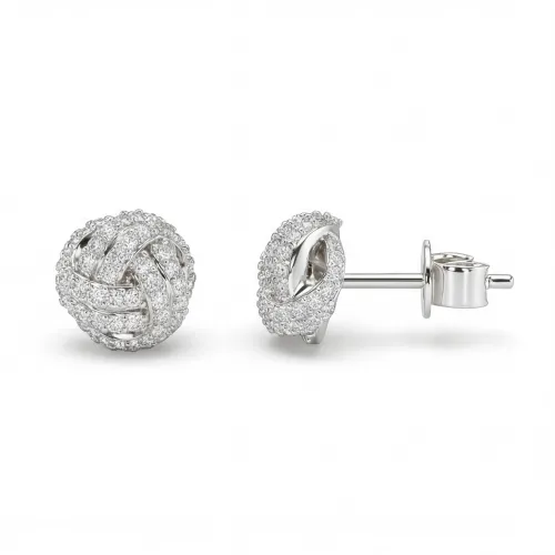 Cluster Spheres - Moissanite Stud Earrings in Pavé Setting