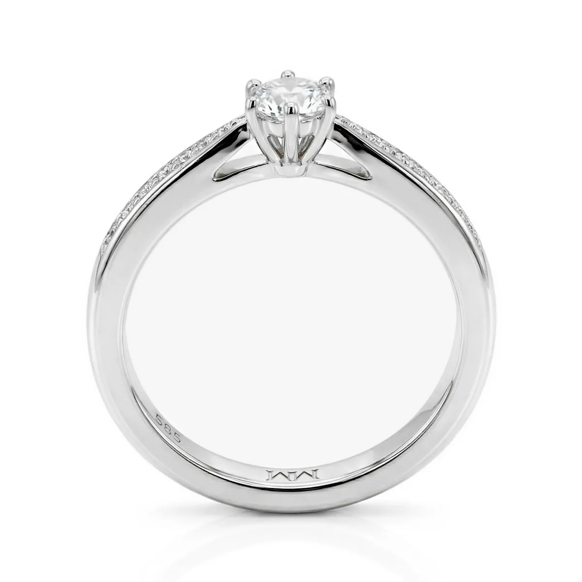 Sophia Ring - Moissanite Engagement Ring Pavé Side Stones