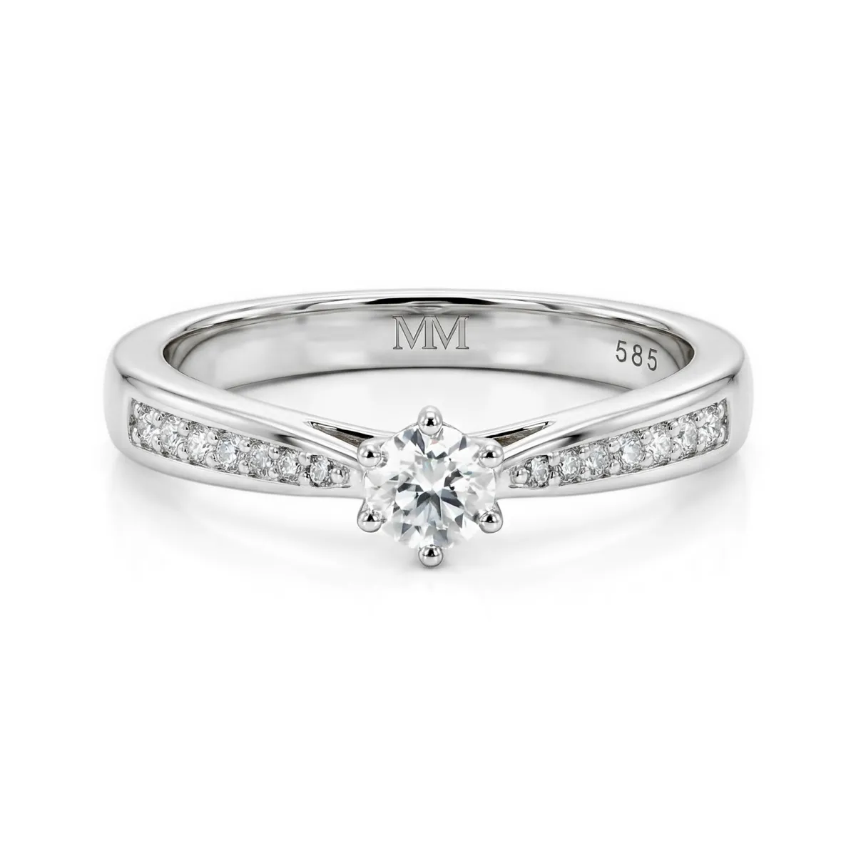 Sophia Ring - Moissanite Engagement Ring Pavé Side Stones